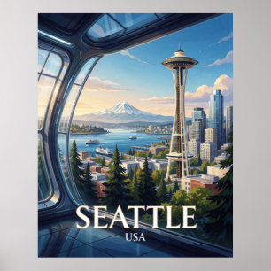 Seattle USA Space Needle Berg Reizen Poster