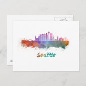 Seattle V2 skyline in waterverf Briefkaart (Voorkant / Achterkant)
