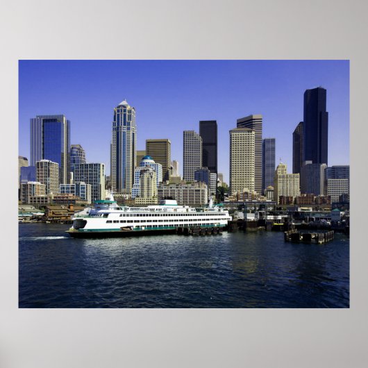 Seattle Veerboot en Gebouwen Poster (Voorkant)