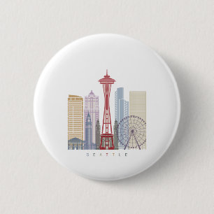 Seattle Vintage Poster Ronde Button 5,7 Cm