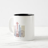 Seattle Vintage Poster Tweekleurige Koffiemok (Voorkant links)
