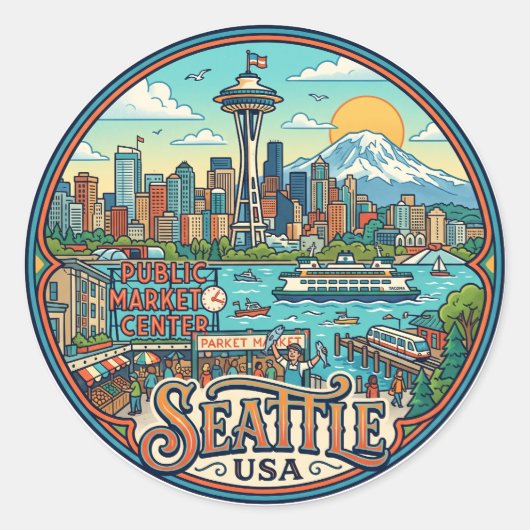 Seattle VS Ronde Sticker (Voorkant)