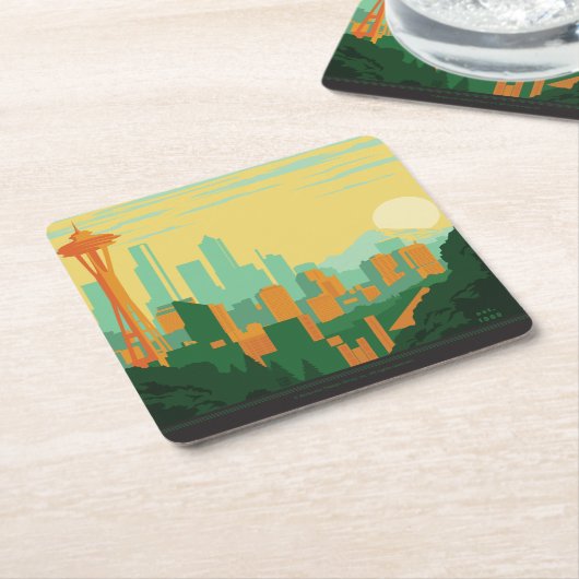 Seattle, WA Kartonnen Onderzetters (Schuin)