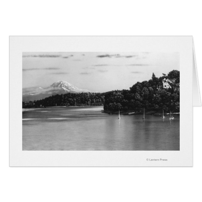 Seattle, WA Lake Washington Uitzicht en Rainier (Voorkant Horizontaal)