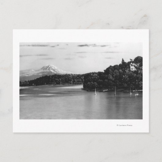 Seattle, WA Lake Washington Uitzicht en Rainier Briefkaart (Voorkant)