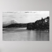 Seattle, WA Lake Washington Uitzicht en Rainier Poster (Voorkant)