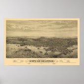 Seattle, WA Panoramic Map - 1878 Poster (Voorkant)