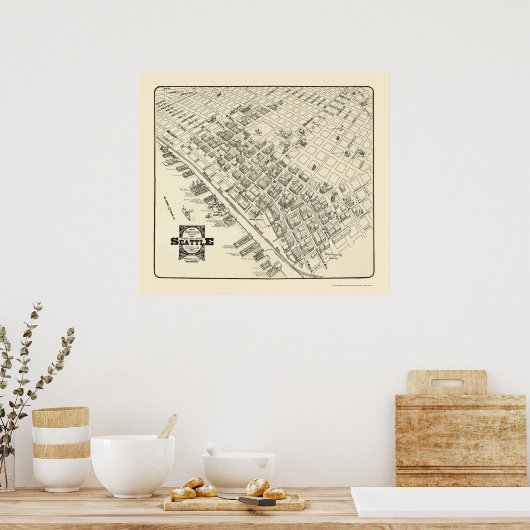 Seattle, WA Panoramic Map - 1903 Poster (Keuken)
