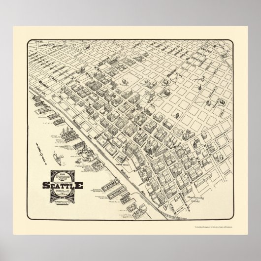Seattle, WA Panoramic Map - 1903 Poster (Voorkant)