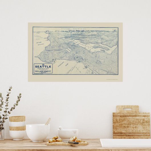 Seattle, WA Panoramic Map - 1925 Poster (Keuken)