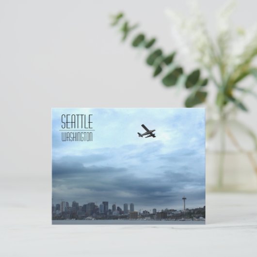 Seattle, WA Seaplane die uit het meer van de Unie Briefkaart (Staand voorkant)