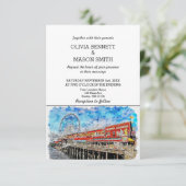 Seattle Wa Silhouette Stadsgezicht Trouwuitnodigin Kaart (Staand voorkant)