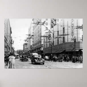 Seattle, WA Street Scene Downtown Foto Poster