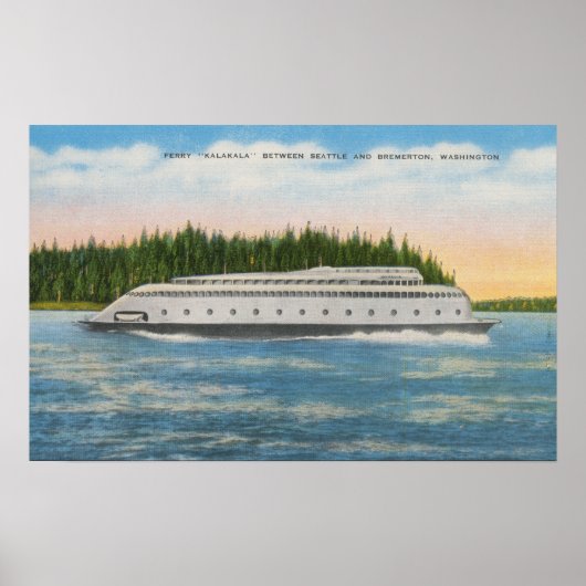 Seattle, WA - Uitzicht van Kalakala Ferry op Puget Poster (Voorkant)