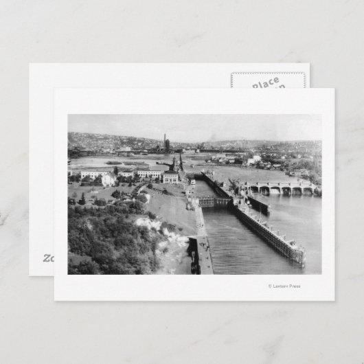 Seattle, WA US Government Locks Ballard Uitzicht Briefkaart (Voorkant / Achterkant)