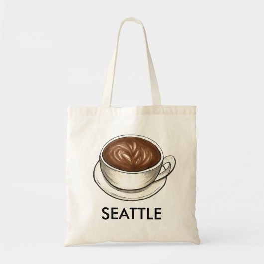 Seattle WA Washington Coffee Drinker Cup Latte Tote Bag (Voorkant)