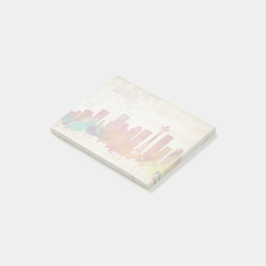 Seattle, WA | Waterverf City Skyline Post-it® Notes (Schuin)