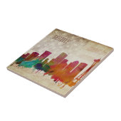 Seattle, WA | Waterverf City Skyline Tegeltje (Zijkant)