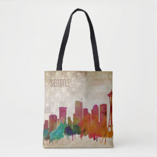Seattle, WA   Waterverf City Skyline Tote Bag
