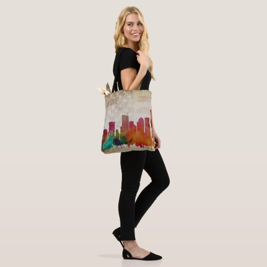 Seattle, WA | Waterverf City Skyline Tote Bag (Op model)