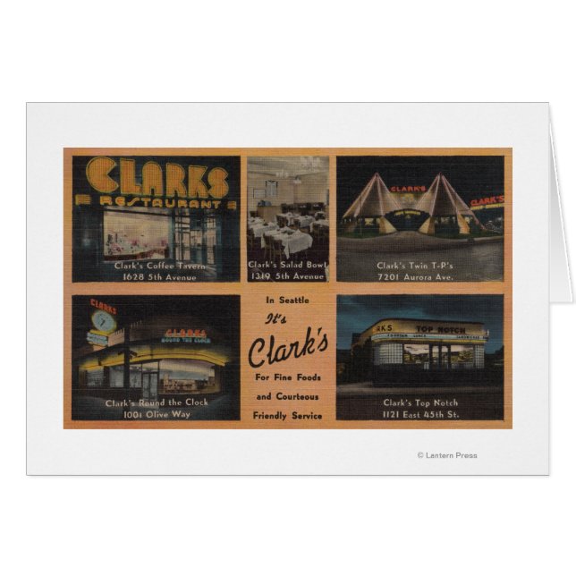 Seattle, WAAD voor Clark's restaurant (Voorkant Horizontaal)