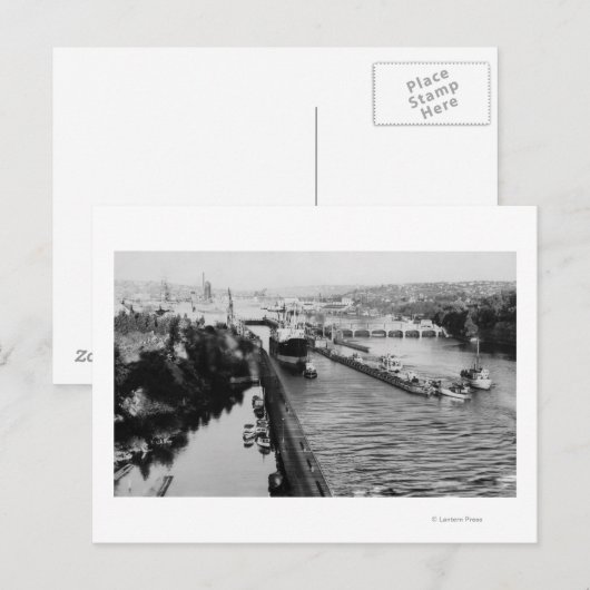 Seattle, WABallard Locks Ship Canal Photography Briefkaart (Voorkant / Achterkant)