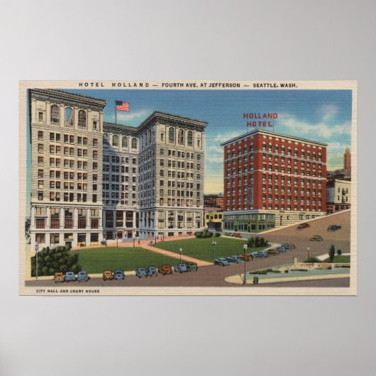 Seattle, WAHotel Holland & Municipal Bldgs Poster (Voorkant)