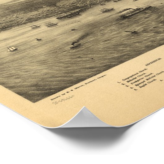 Seattle Washington 1878 Antiek Panorama Poster (Hoek)