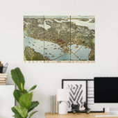 Seattle Washington 1891 Antiek Panorama Poster (Thuiskantoor)