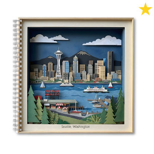 Seattle Washington Amerika Gelagde Papierkunst Notitieboek