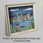 Seattle Washington Amerika Gelagde Papierkunst Poster
