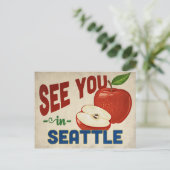 Seattle Washington Apple - Vintage Travel Briefkaart (Staand voorkant)