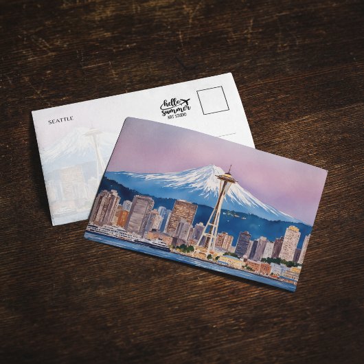 Seattle Washington Aquarel Ansichtkaart Kaart