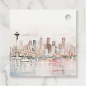 Seattle, Washington Aquarel Landschap Bruiloft Bedankjes Labels (Achterkant)