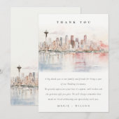 Seattle, Washington Aquarel Landschap Bruiloft Bedankkaart (Voorkant / Achterkant)