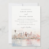 Seattle, Washington Aquarel Landschap Bruiloft Kaart (Voorkant)