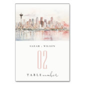 Seattle, Washington Aquarel Landschap Bruiloft Kaart (Achterkant)