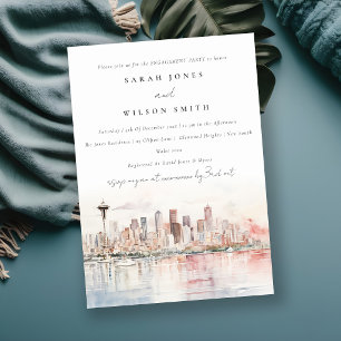 Seattle Washington Aquarel Landschap Verloving Kaart