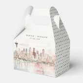 Seattle, Washington Aquarellandschap Bruiloft Bedankdoosjes (Achterkant)
