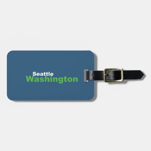 Seattle, Washington Bagage Label met leren riem (Voorkant horizontaal)