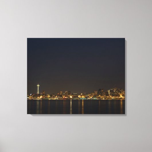 Seattle, Washington bij nacht 3-paneldoek Canvas Afdruk (Voorkant)