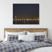 Seattle, Washington bij nacht 3-paneldoek Canvas Afdruk (Insitu (Slaapkamer))