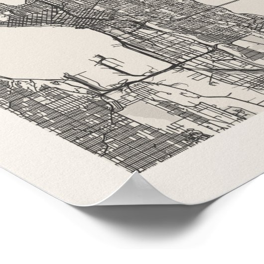 Seattle Washington Boho Arch Beige Street Map Poster (Hoek)