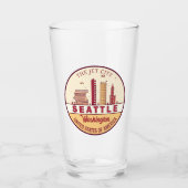 Seattle Washington City Skyline Emblem Glas (Voorkant)