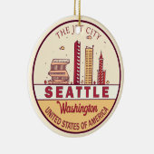 Seattle Washington City Skyline Emblem Keramisch Ornament (Rechts)