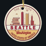 Seattle Washington City Skyline Emblem Keramisch Ornament<br><div class="desc">Seattle minimalistisch,  kleurrijk kunstontwerp met monumenten en bezienswaardigheden van de stad in Washington.</div>