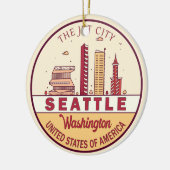 Seattle Washington City Skyline Emblem Keramisch Ornament (Links)