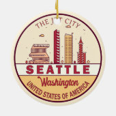 Seattle Washington City Skyline Emblem Keramisch Ornament (Achterkant)