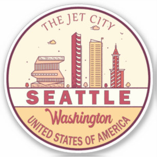 Seattle Washington City Skyline Emblem Sticker