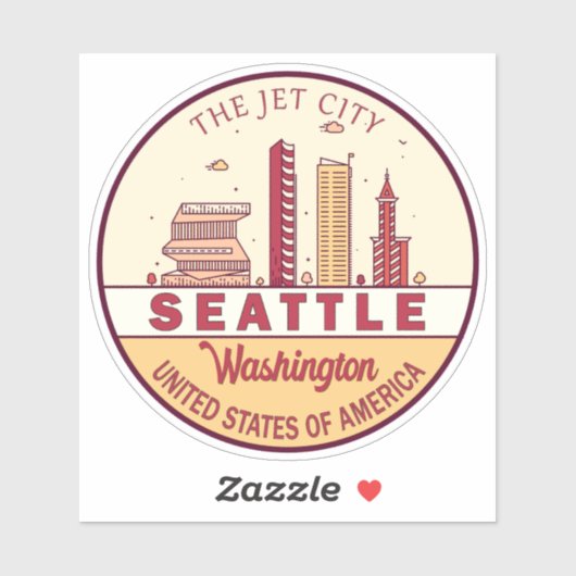 Seattle Washington City Skyline Emblem Sticker (Vel)